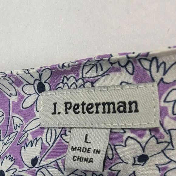 J. Peterman Women's Silk Midi Dress Size Large Floral 100% Silk - Picture 6 of 9